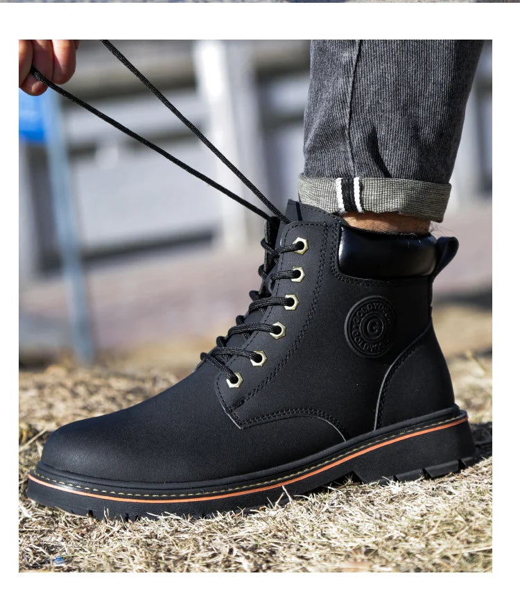 high-top Work Boots For Men Anti-smash Anti-puncture Work Shoes with Steel Toe leather safety shoes men for work waterproof shoe