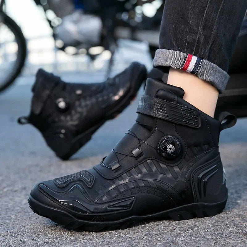 Men Motorcycle Boots Breathable Anti Slip Wear Resistant Ankle Support Motorbike Racing Riding Shoes for Outdoor Street Riding