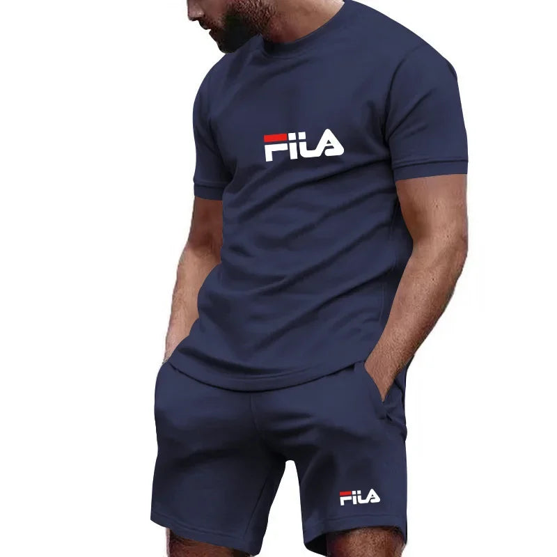 2026 Summer Men's Casual Loose Comfortable Mesh Breathable Quick-Dry Short-Sleeved Sports T-Shirt Shorts Set