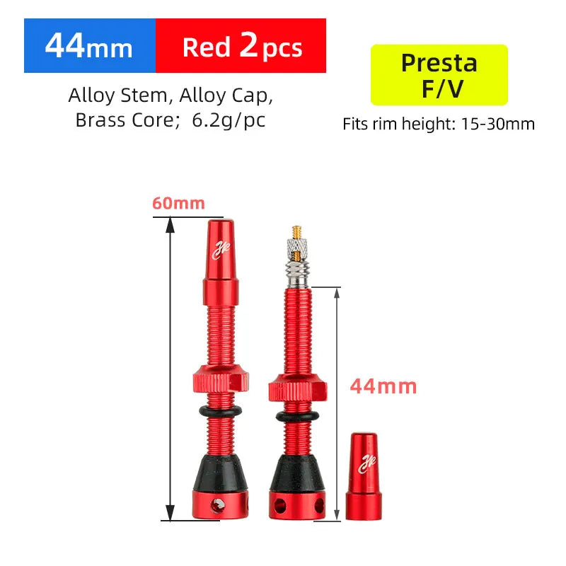 Deemount Bicycle Tubeless Carbon Rim Presta Valves 44/60/80mm F/V Brass Core CNC Machined Anodized W/Tool