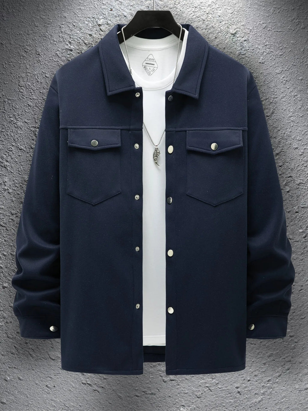 2025 new men's casual spring and autumn solid color single-breasted jacket pocket long-sleeved coat