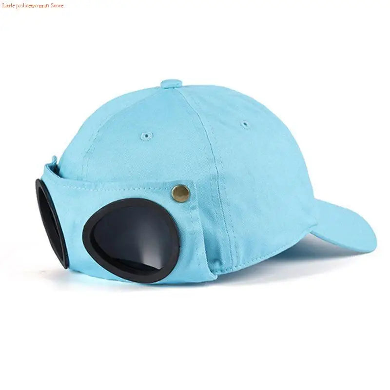 F92D Baseball Hat For Men Hip Hop Hats Curved Visor Baseball Hat with Goggles