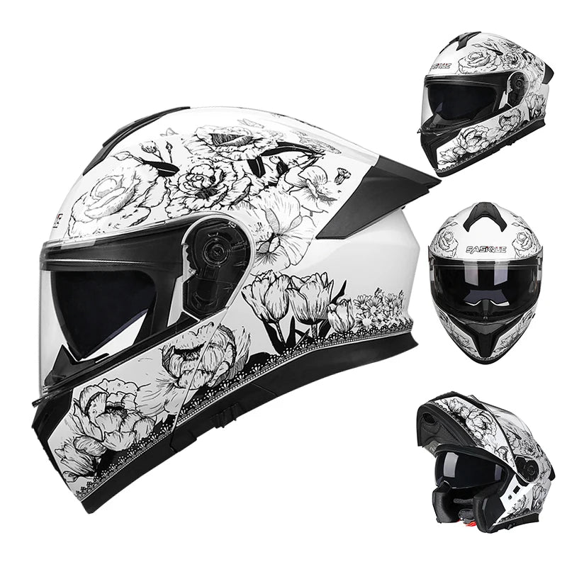 New Flip Up Motorcycle Helmet Dual Lens Sun Visor DOT Certified Bluetooth Compatible Unisex Adult Motorbike Full Face Helmet