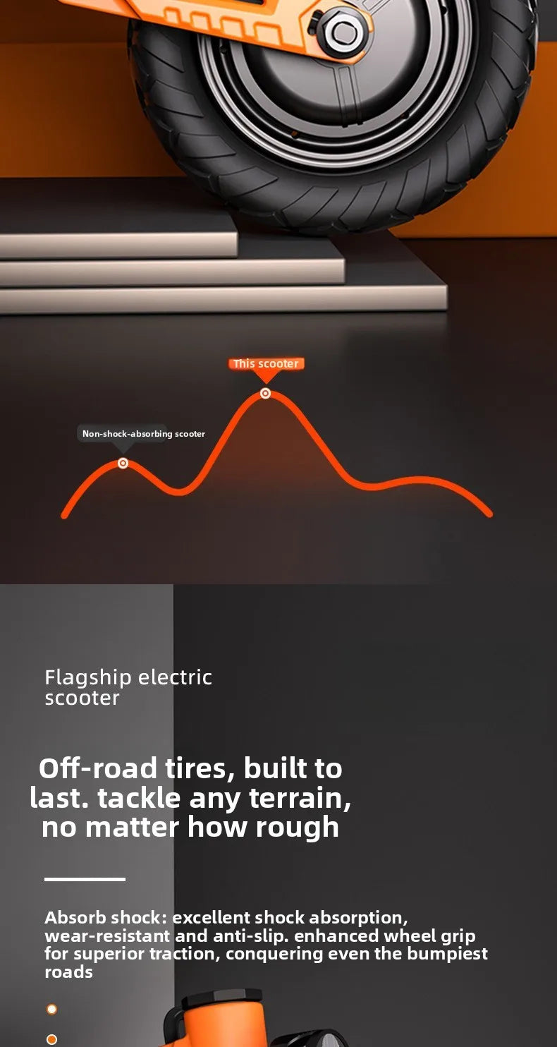 Dual-drive 2400W Shock-absorbing Off-road Scooter, Foldable High-speed High-power Electric Scooter