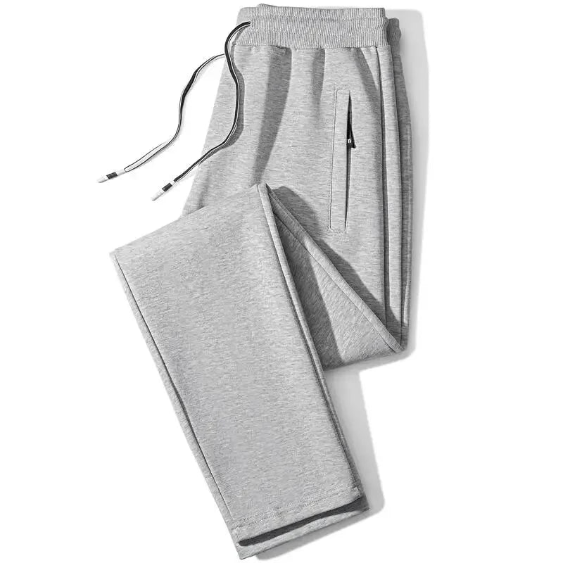 Men's Casual Straight Leg Pants Spring Autumn Loose Fit Fce Lined Bla ey Versatile Winter Trendy Brand Sweatpants