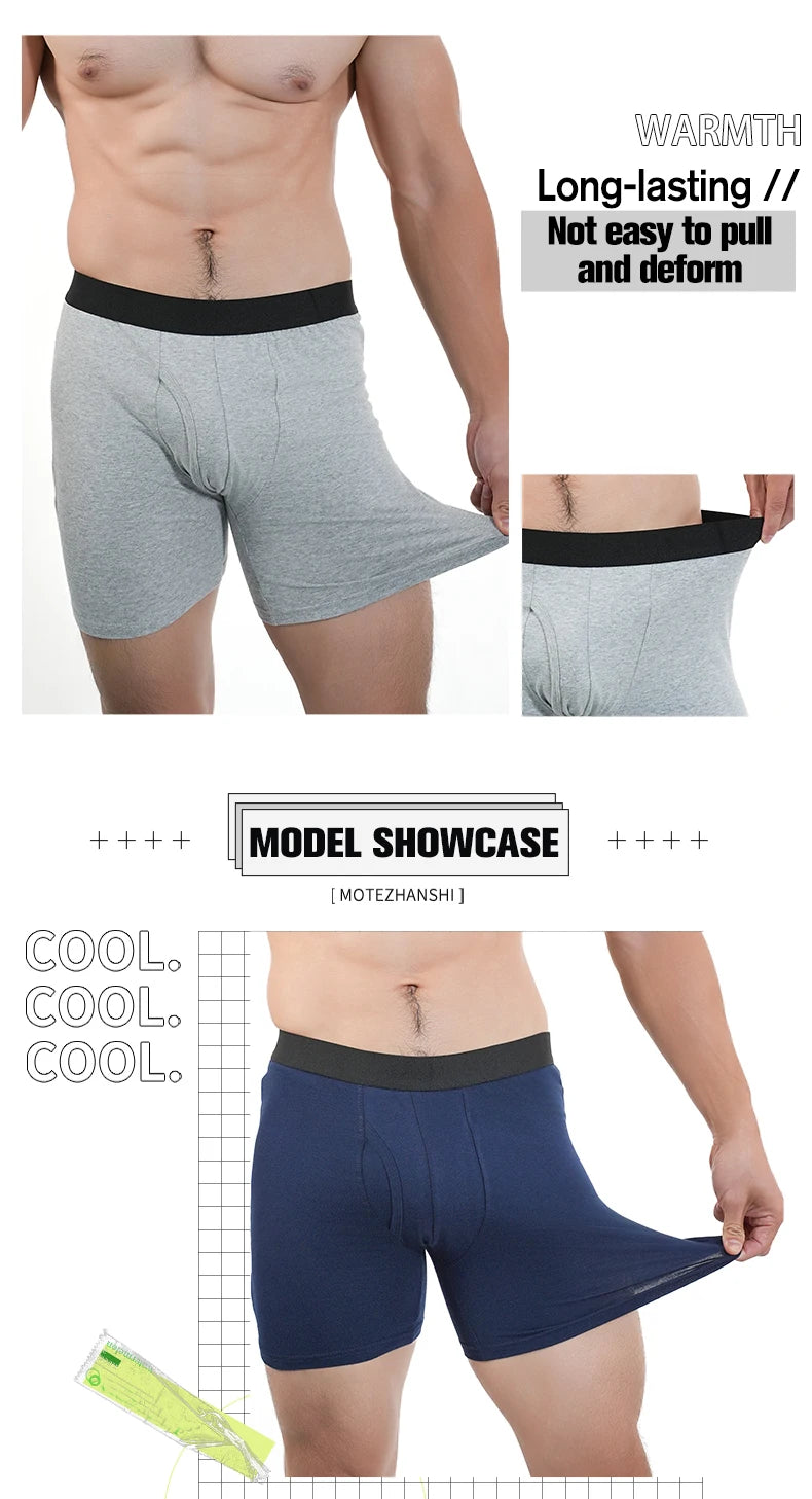 Mens Long Boxer Briefs Youth Sports Underwear Cotton Underpants Breathable Stretch Panties Plus Size Boxers Shorts Mens Gifts