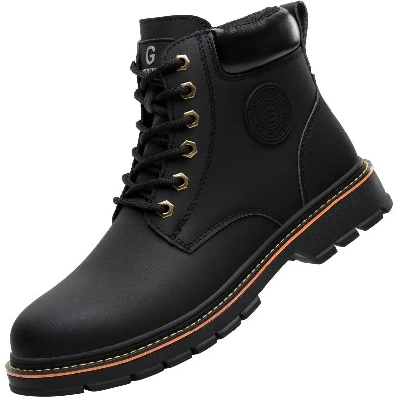 high-top Work Boots For Men Anti-smash Anti-puncture Work Shoes with Steel Toe leather safety shoes men for work waterproof shoe