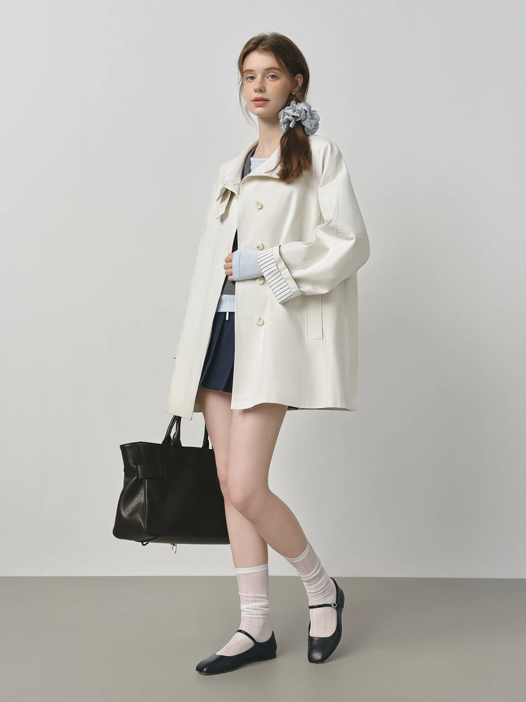 FSLE British Style Design Stand Collar Windbreaker Trench Jacket for Women 2025 Autumn New Arrival Casual Chic Coats for Women