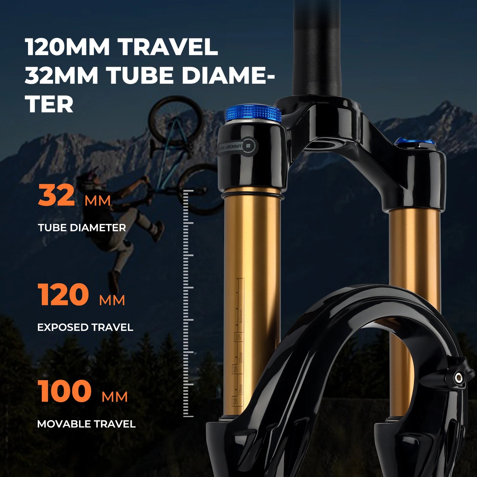 BOLANY Bike Air Fork 27.5/29inch 120mm Travel Oil Air Suspension Lightweight Magnesium Alloy Quick Release Bicycle Fork