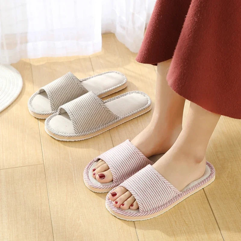 Four Season Linen Home Slippers Women Indoor Bedroom Women House Slides Autumn Unisex Lovers Shoes Adults Outdoor Casual Sandals