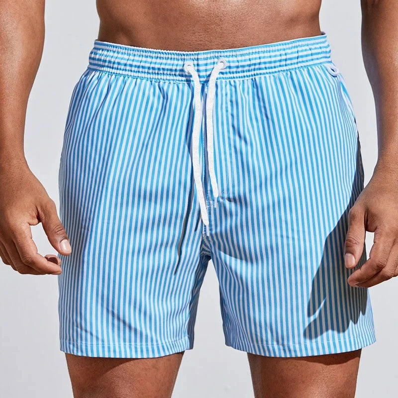 Simple Vertical Stripes Pattern Short Pants For Men Summer Casual Daily Wear 3D Printed Beach Shorts Loose Vacation Swim Trunks