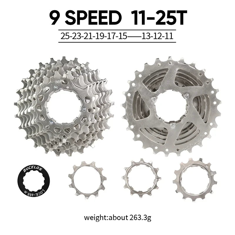 BUCKLOS Bike Cassette 8/9 Speed Bicycle Freewheel 11-25T/28T/32T/34T/36T/40T Road Mountain Bike Cassette for HG Hub Bicycle Part