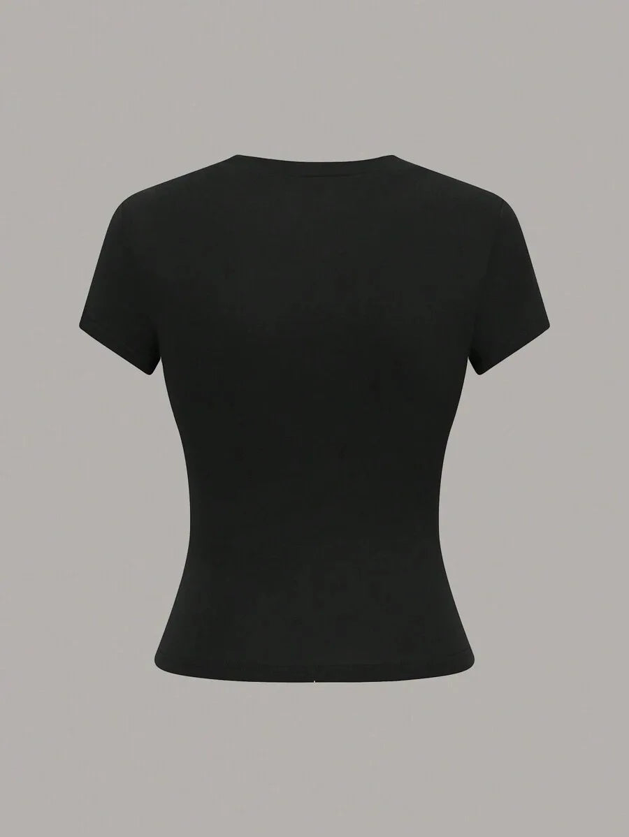3pcs Sale Women's T-shirts Summer Round Collar Short Sleeve Slim Solid Color Tee Tops YDFS-53001