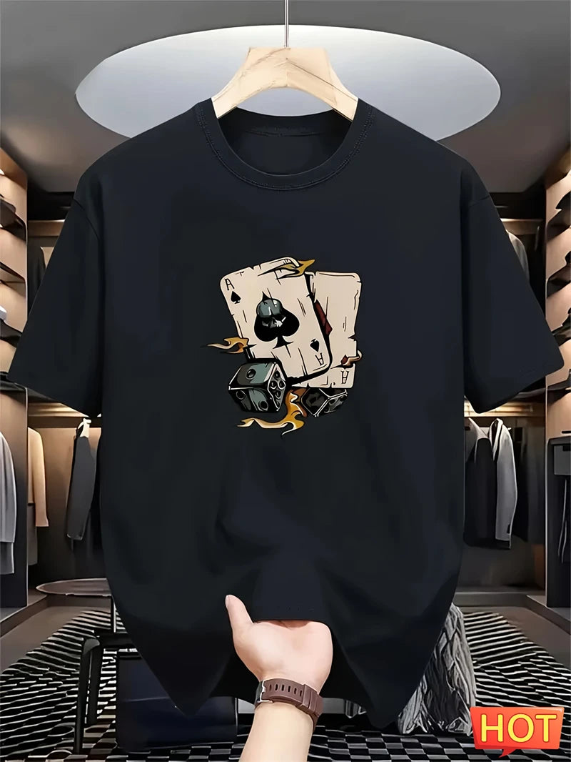 Simple Poker Dice Graphic T Shirts For Men Fashion Trendy Short Sleeve 3D Printed T-shirts Cool Oversized Streetwear Tees Tops