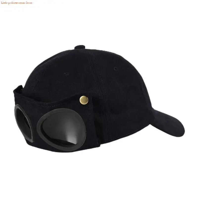 F92D Baseball Hat For Men Hip Hop Hats Curved Visor Baseball Hat with Goggles