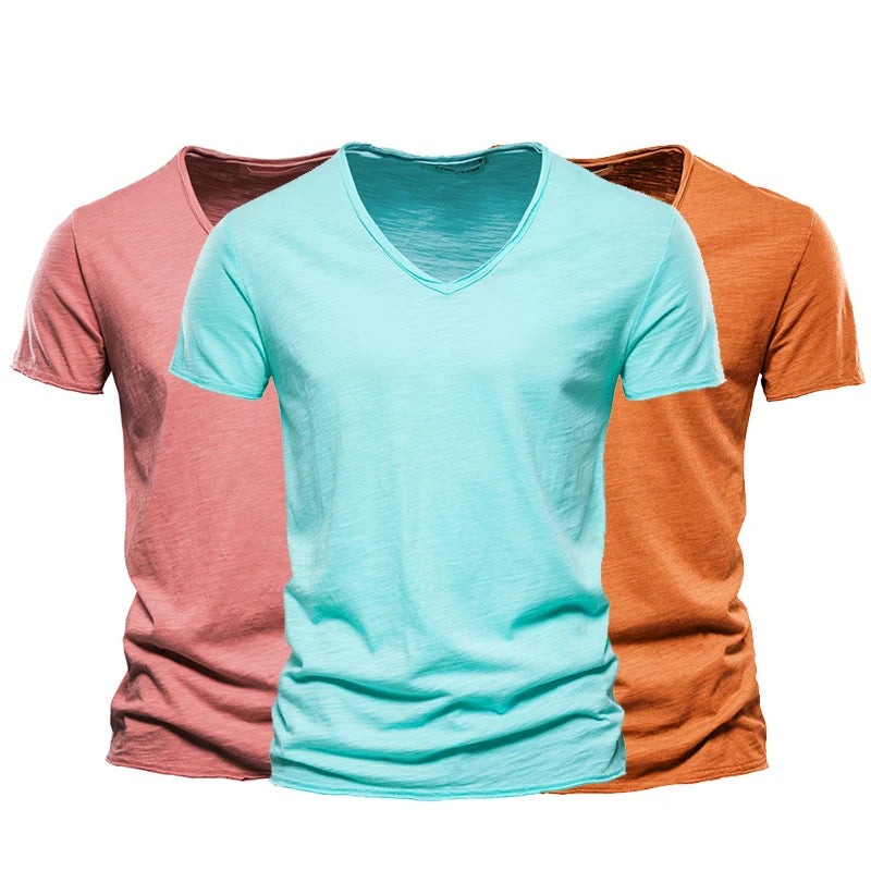 Men Fashion v-Neck t-Shirts Oversized Cotton t Shirt For Man Short Sleeve Top Tees Slim Casual Gym t Shirt Blouses Man Clothing