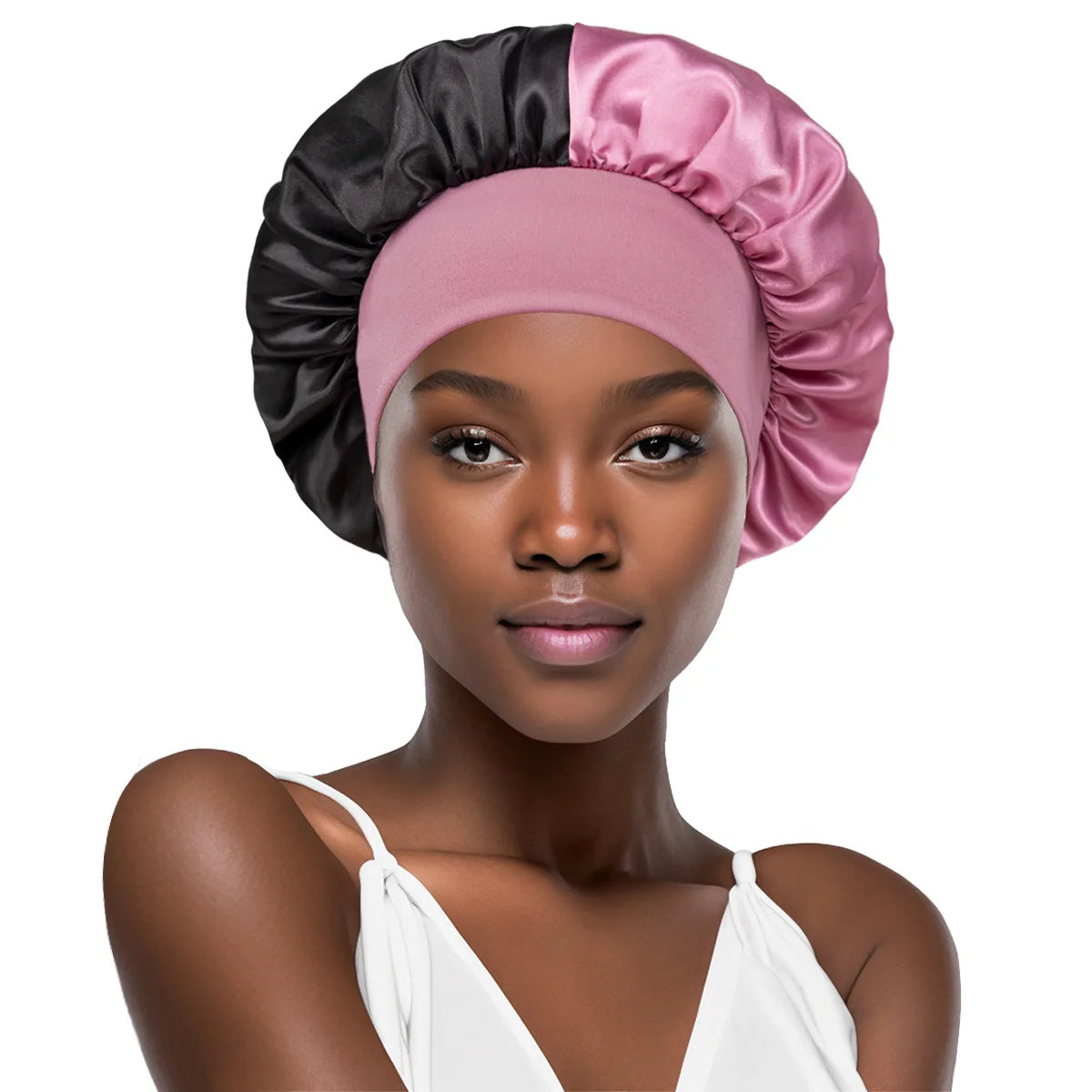 Women Wide Edge Satin Bonnet Sleeping Hat Double Colors Round Shower Caps Unisex Cap Apparel Accessories