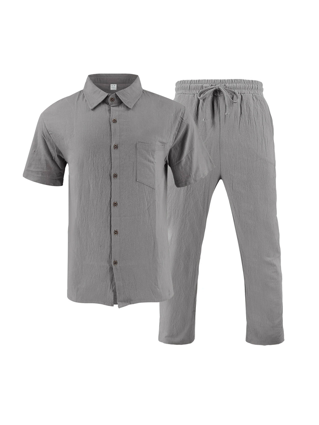 2025 New Arrival Men's Casual Tracksuit Linen Shirt and Pants Set Breathable Summer Outfits for Beach and Daily Wear