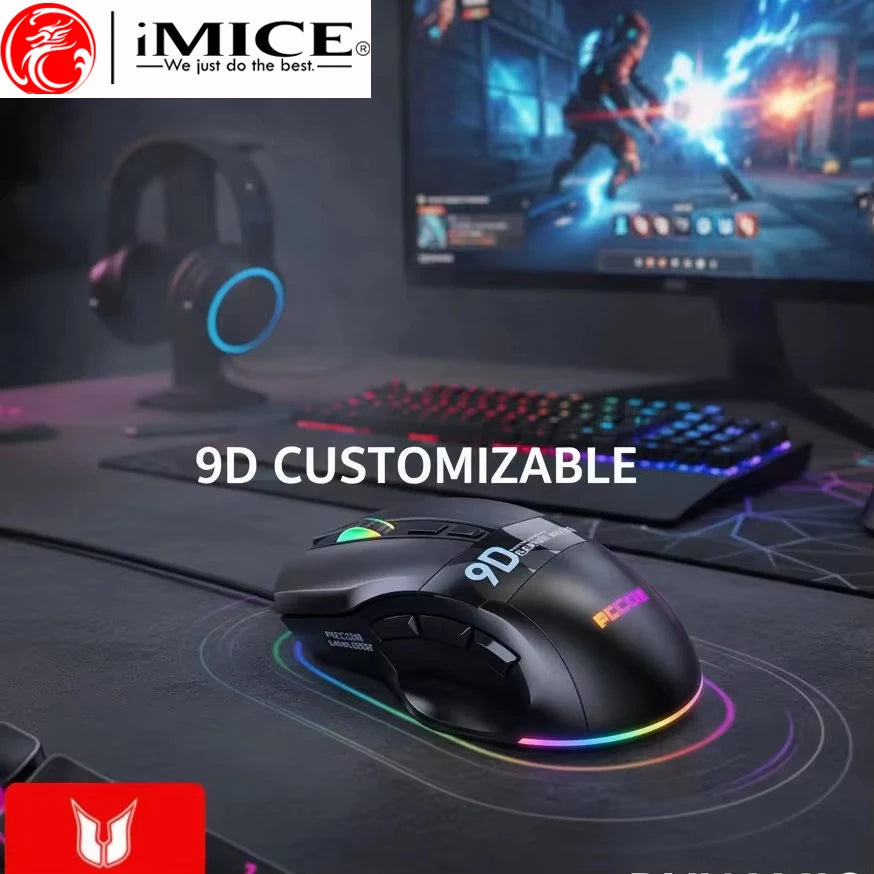RGB Light Wired Gaming Mouse,Multi-Keys,9 Buttons,DPI Adjustable Ergonomic Design Programmable Mouse For Laptop PC Computer