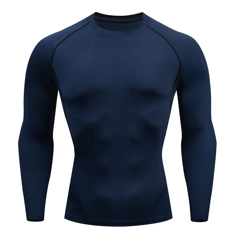 Autumn Winter Compression Shirt Long Sleeve Casual Slim T Shirts For Men Quick Dry Football Tops Gym Sport T Shirt Man Clothing
