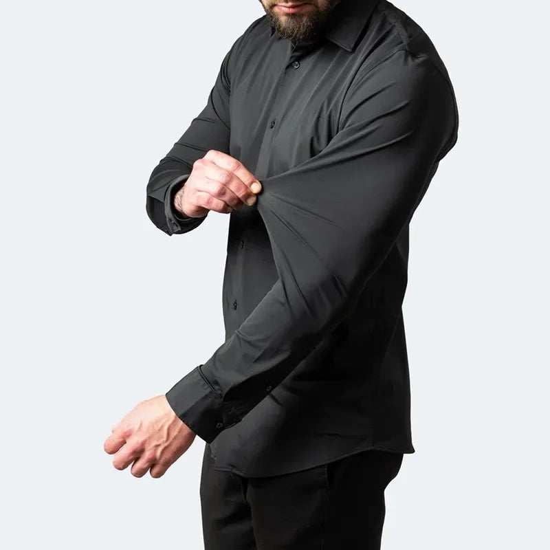 Four sided elastic shirt for men's shirt, multi-color non ironing, wrinkle resistant, simple business dress, casual shirt