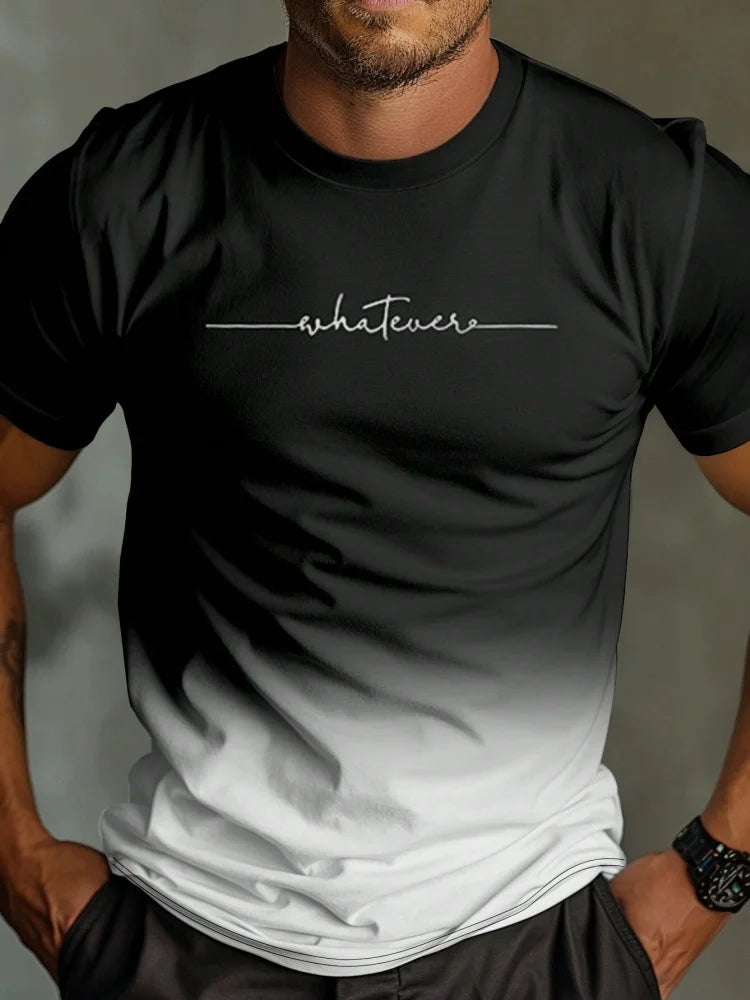 Men's Short Sleeve Summer Outdoor Breathable Round Neck T-shirt Short Sleeve Classic Stripe Pattern Large Size Loose Men's short