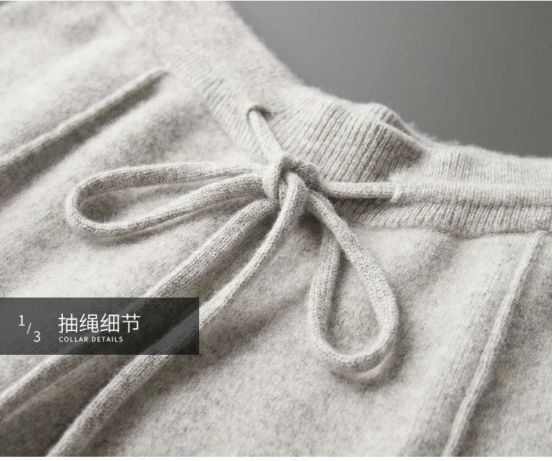 Autumn And Winter New Thick Leisure Cashmere Pants Men's Slim Knitted Pants 100% Pure Wool Pants To Keep Warm