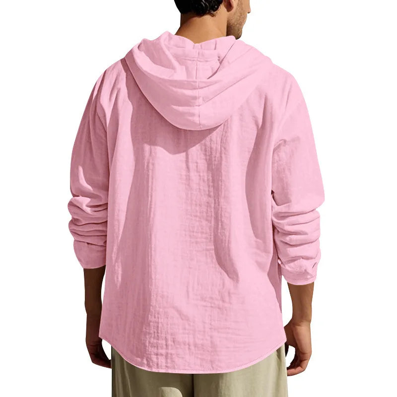 Men's Linen Long-Sleeved Shirt And Pants Set Breathable Outdoor Leisure Hiking Beach Sports Clothing for Spring Summer Autumn