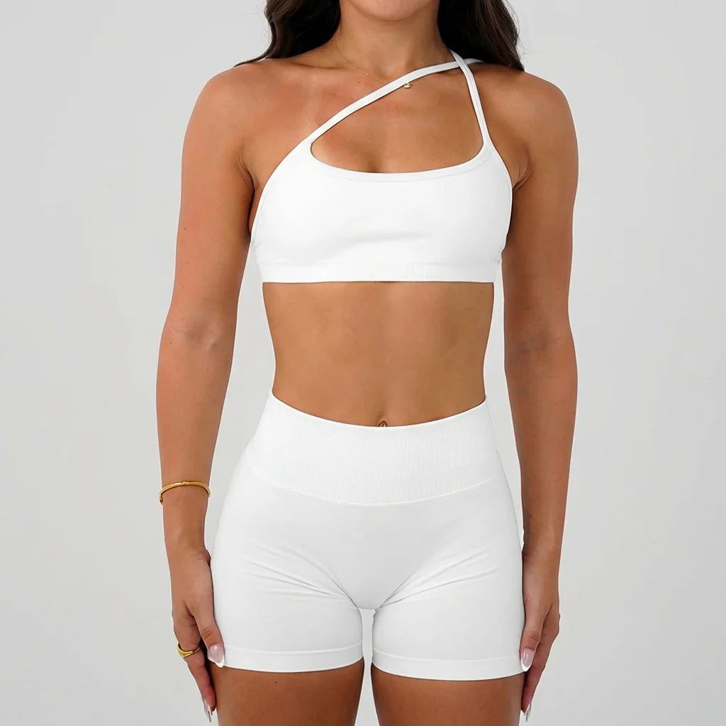 Women's 2-Piece Yoga Suit Seamless Fitness Suit Gym Clothes Sports Bra Impact Shorts Set Workout Set Gym Outfit