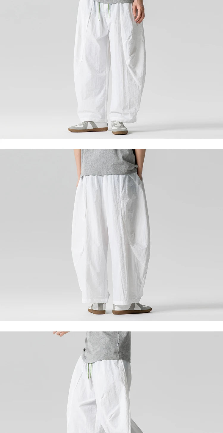 Wide Leg Pants Men and Women summer Light Thin Solid Straight Casual trousers Elastic Waist Harun Pant Loose Oversize Streetwear