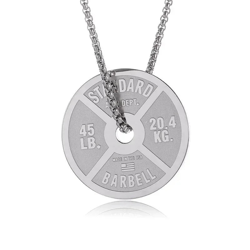 Stainless Steel Barbell Dumbbell Pendant Men\\'s Fitness Bodybuilding Necklace Women\\'s Gym Casual Sports Jewelry