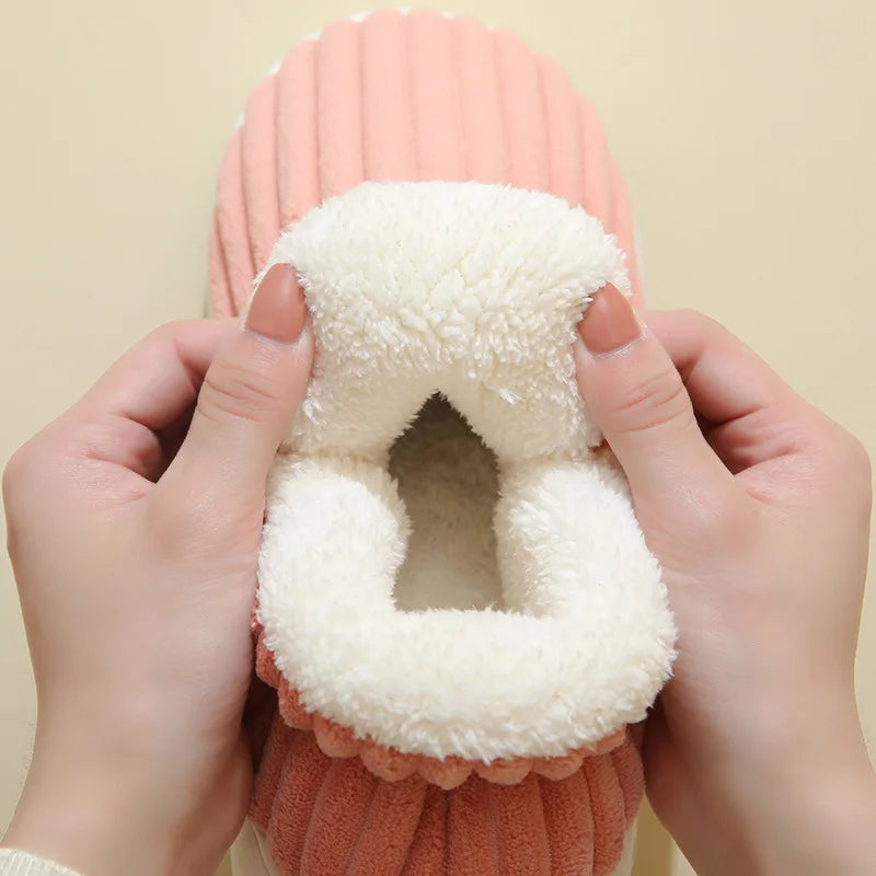 Shevalues Fashion Fur Slippers For Women Men Winter Warm ankles Cozy Furry Slides Home Indoor Soft Sole Plush Slides Cotton Shoe