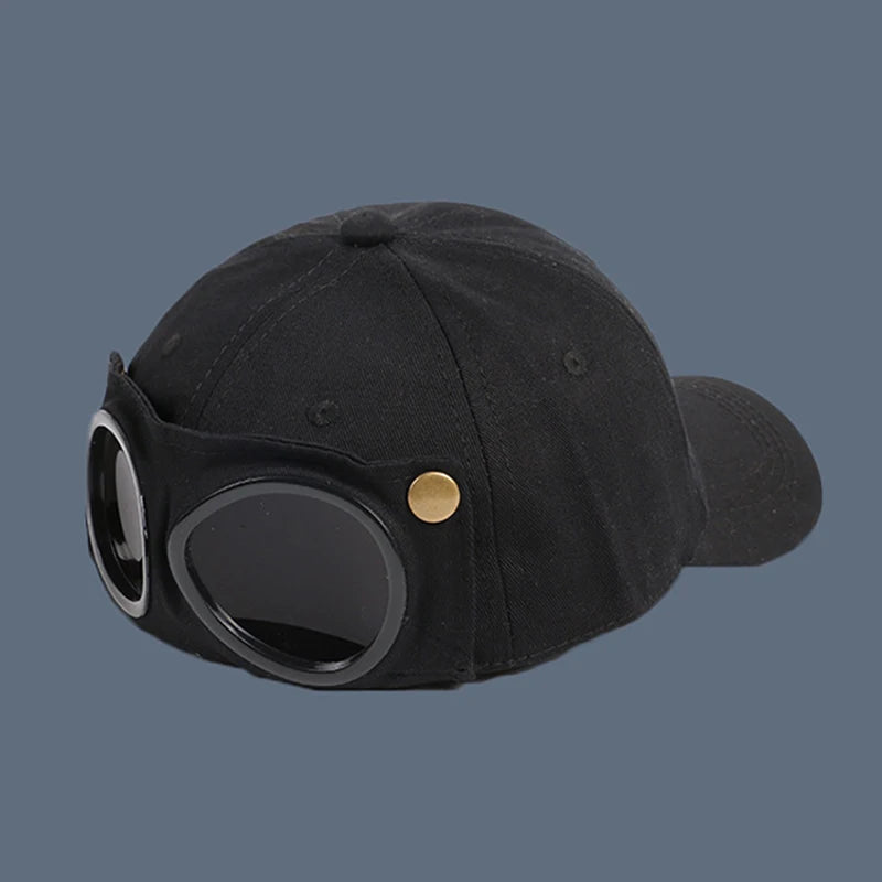 Hip Hop Aviator Hat With Sunglasses For Men Women Fashion Glasses Bonnet Summer Outdoor Sun Visors Fashion Punk Baseball Cap