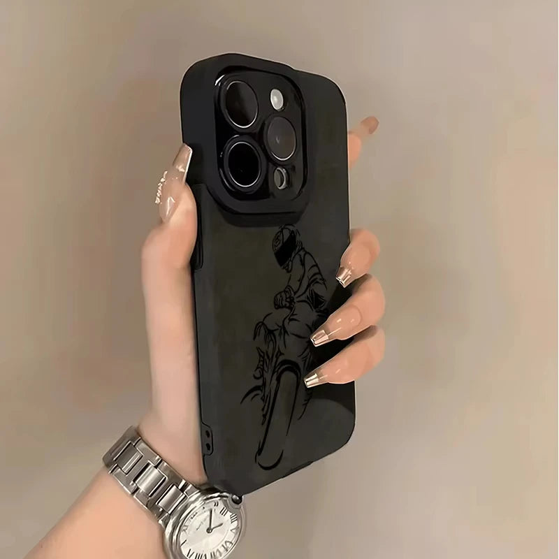 Cool Biker Phone Case For iPhone 17 AIR Pro Max 16E 15Plus 14 13 Mini 12 11 AIR XS XR XS Motorcycle Rider Style Cover