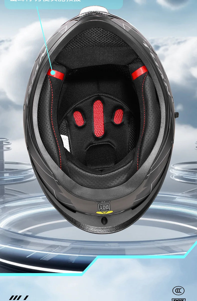 2026 New Motorcycle Helmet Standard DOT Double Mirror Drinkable Water Ghost Face Helmet Cycling Locomotive Full Helmet