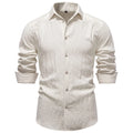 Men's Old Money Style Wrinkle Textured Long Sleeve Shirt, European Size, Business Casual, Spring New Arrival