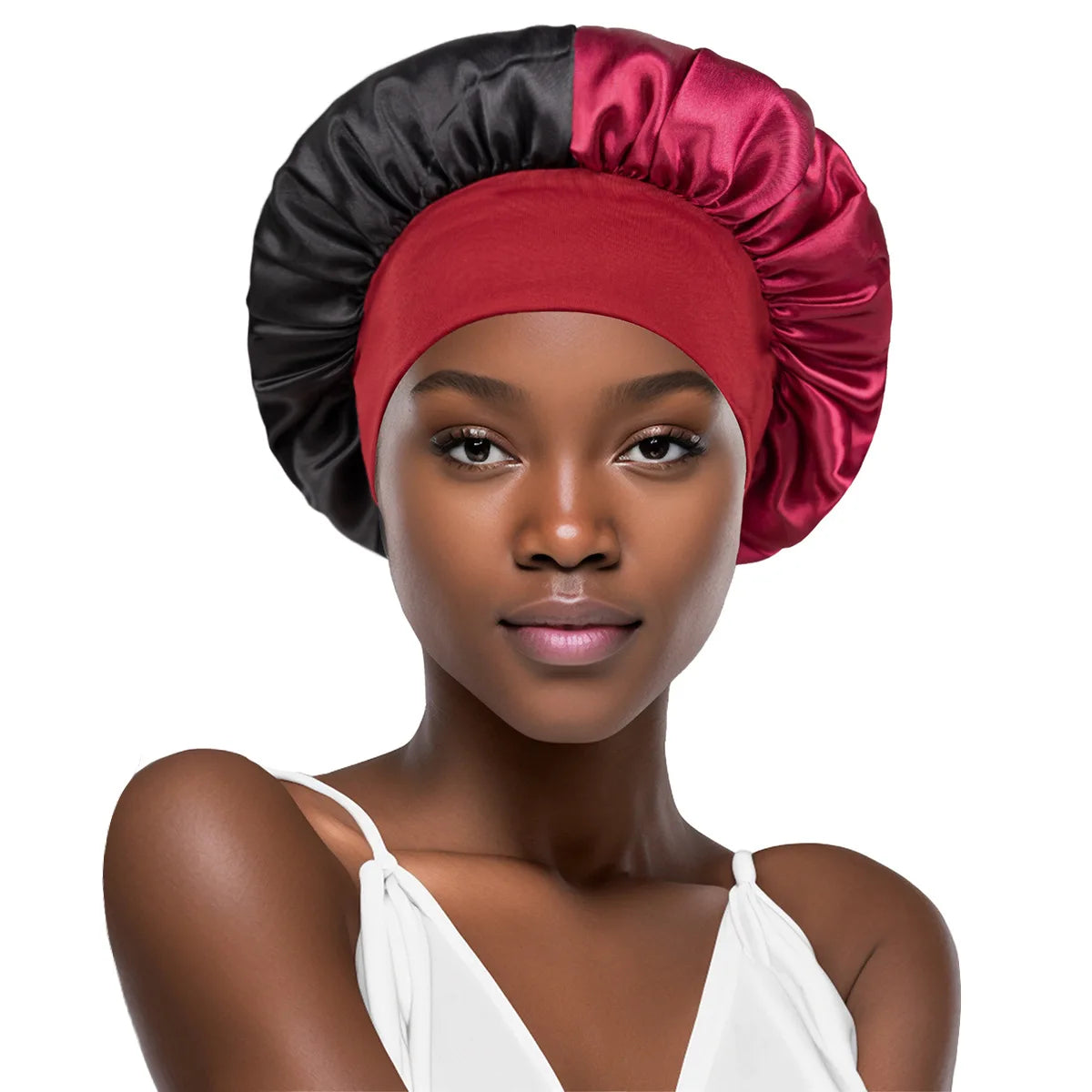 Women Wide Edge Satin Bonnet Sleeping Hat Double Colors Round Shower Caps Unisex Cap Apparel Accessories