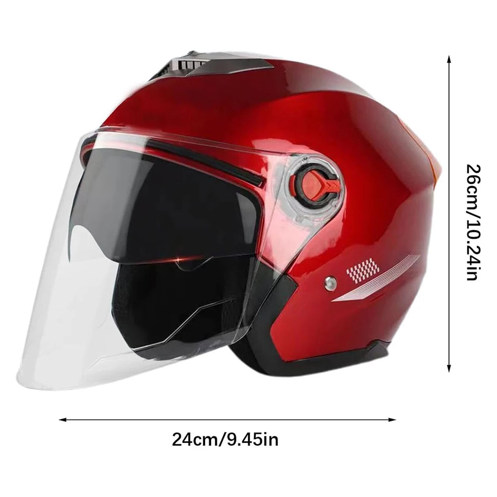 Open Face Motorcycle Helmet with Sun Visor Adult Motorcycle Helmet All Year Use Adults Semi-Open Helmet Woman Men Moto Equipment