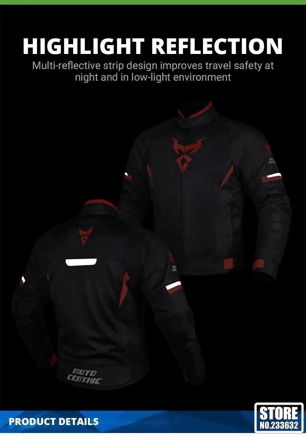 Motorcycle Jacket Protective Clothing Road Commuter Sports Off-Road Riding Clothing Reflective Breathable Durable Anti-Falling