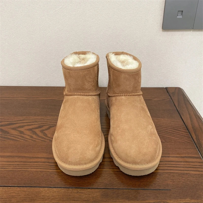 2026 New Design Winter Boots Women Super Mini Real Sheepskin Wool Comfort Warm Natural Fur Shoe Man Classic Snow Boot Size 35-44