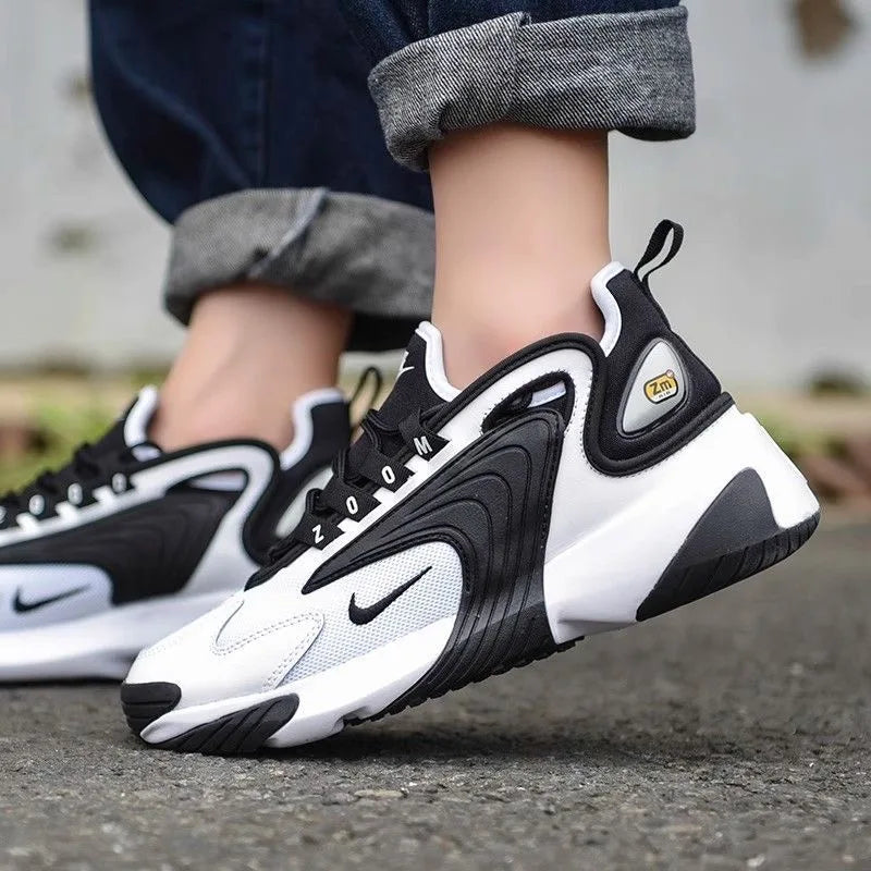 Nike Zoom 2K Air Speed Foam Non-Slip Breathable Mid-Top Air Cushion Casual City Commuting Running Shoes Women's Black and White Panda Ao0354-100