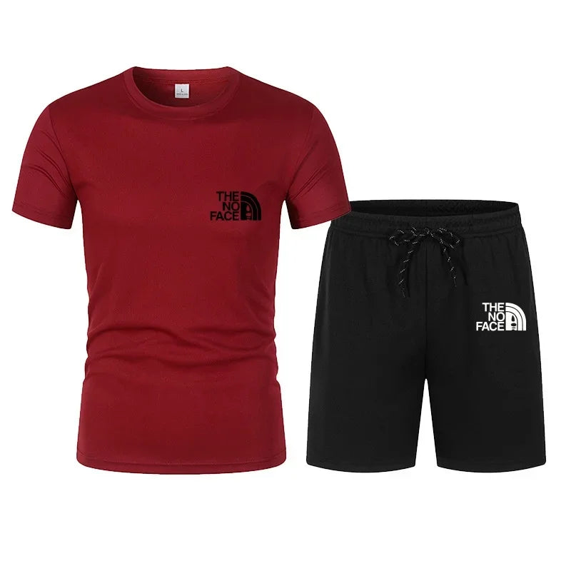 2026 summer fashion trend casual sports two-piece set trendy men's short sleeved T-shirt+shorts set