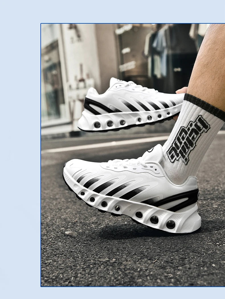 New men's sneakers PU air cushion anti-slip shock absorber running shoes outdoor lightweight and breathable mesh running shoes