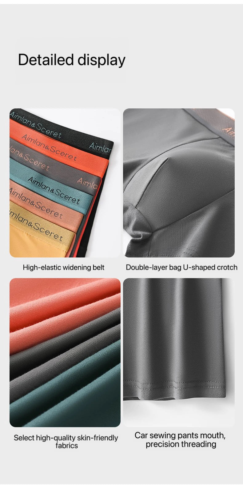 4Pcs Men Underwear Sporty Boxers Plus Size Youth Boxer Shorts Comfortable Breathable Flat Pants Men's Square Panties Briefs Gift