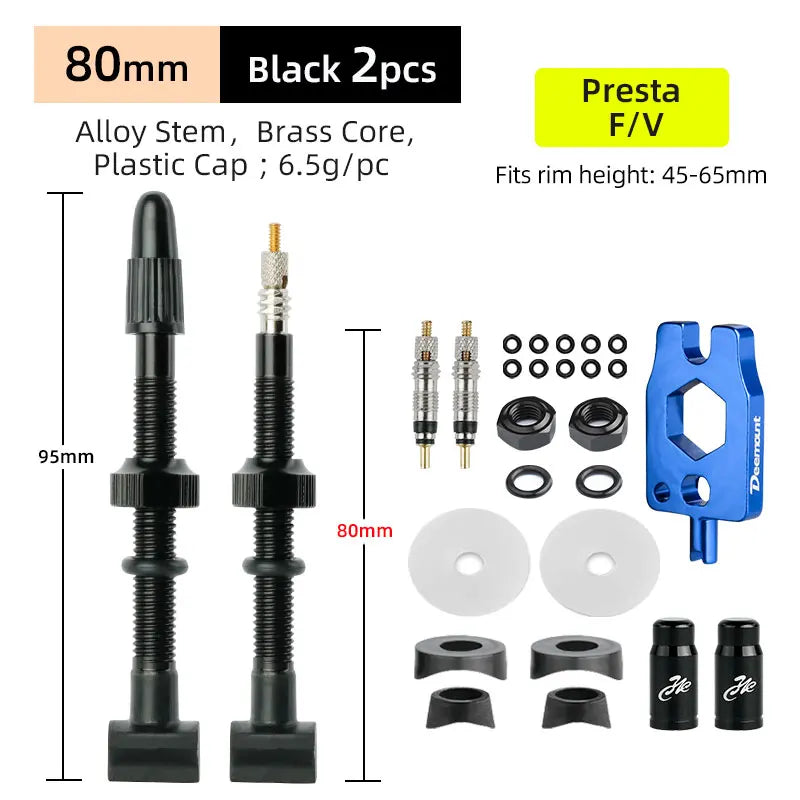 Presta Nozzles W/ Uni-body Rectangle Base for Bicycle Tubeless Rim F/V Valve Nipples MTB Road Bicycle Carbon Wheelset Tire Part