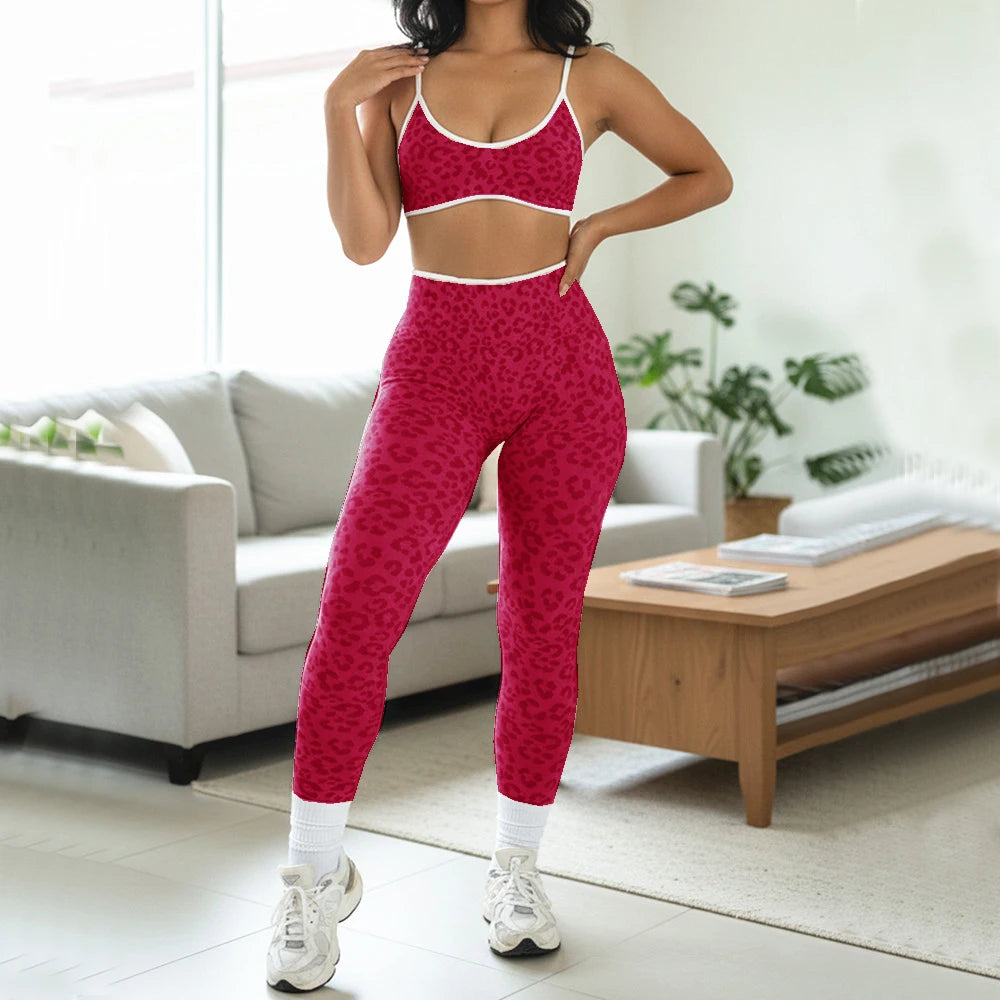Seamless Leopard Yoga Set Women Sports Bra High Waist Shorts Scrunch Gym Fitness Workout Run Legging Activewear XP269