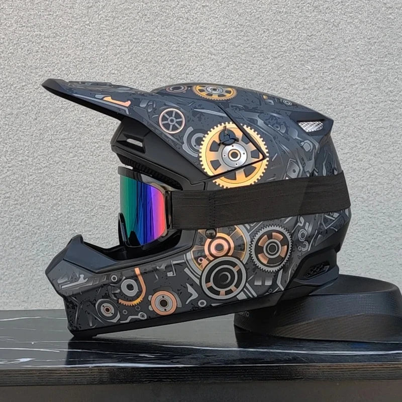 ORZ professional off-road motorcycle helmet, youth off-road full helmet, DOT approved gift of goggles, capacitors de moto