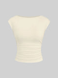 Sleeveless Pleated Tanks T-shirts Women Solid Vintage Crop Tops Sexy Kpop Tees Tshirts Gothic Harajuku Cheap Clothes Woman