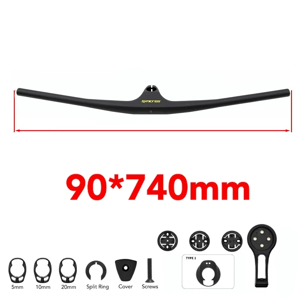 SYNCRO Full Carbon Fibre Integrated Cockpit  Internal Cable -17° 50mm-90mm MTB Carbon Handlebar For MTB XC 4 color Logo