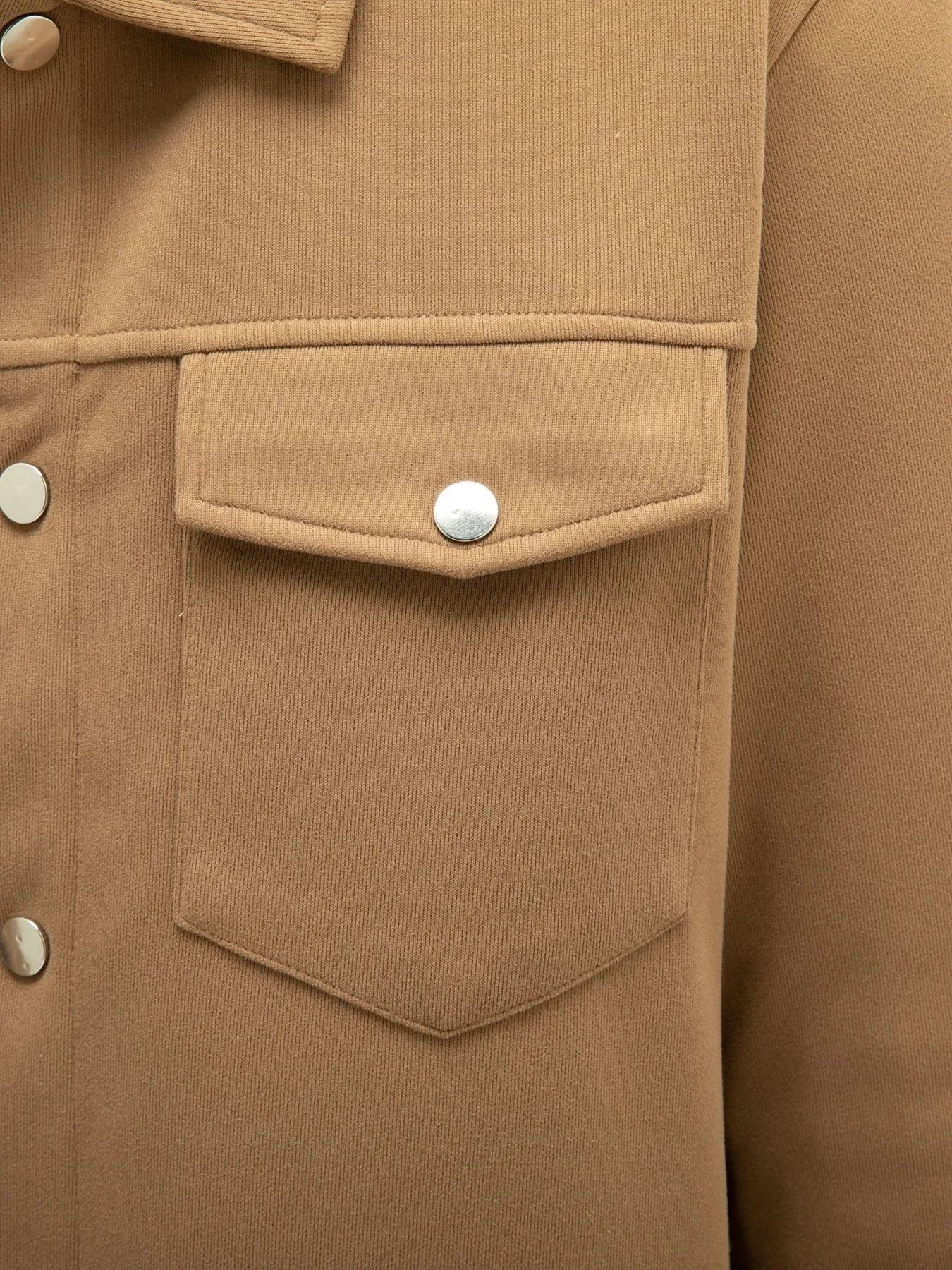 2025 new men's casual spring and autumn solid color single-breasted jacket pocket long-sleeved coat
